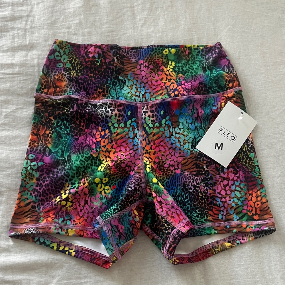 Fleo Women's Colorful Leopard Print Athletic Shorts